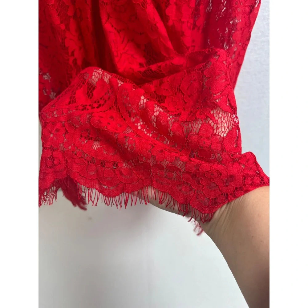 Cacique Red Floral Lace Babydoll Chemise Lingerie Heart Charm Women 18/20